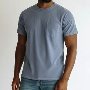 THE GREAT. Pocket Crew Tee In Slate Blue